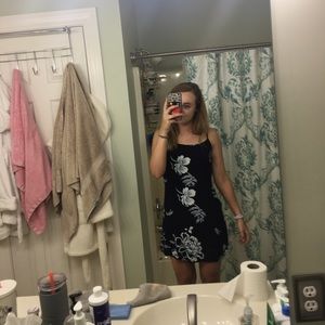 navy and white dress